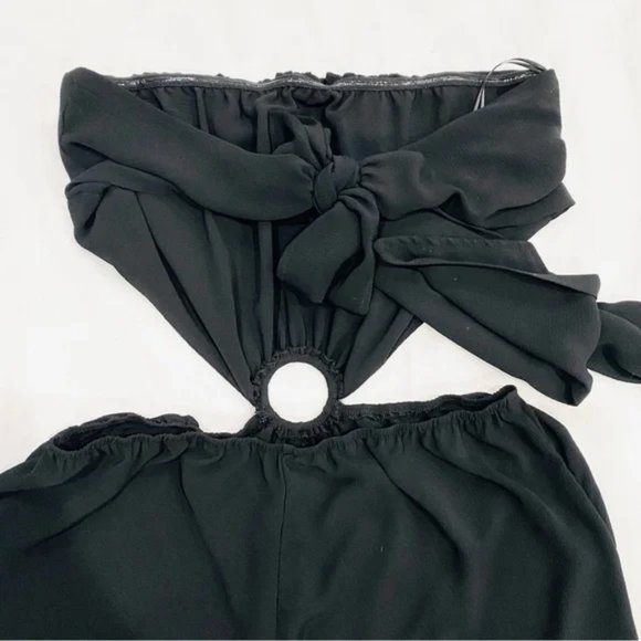 VICI Dolled Up Wide Leg Open Back Cut Out Strapless Black Jumpsuit Size L - Picture 7 of 11